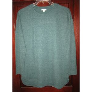 J. Jill S Tall Knit Tunic Top Shirt Oversized Pockets Pullover Cotton Soft Green